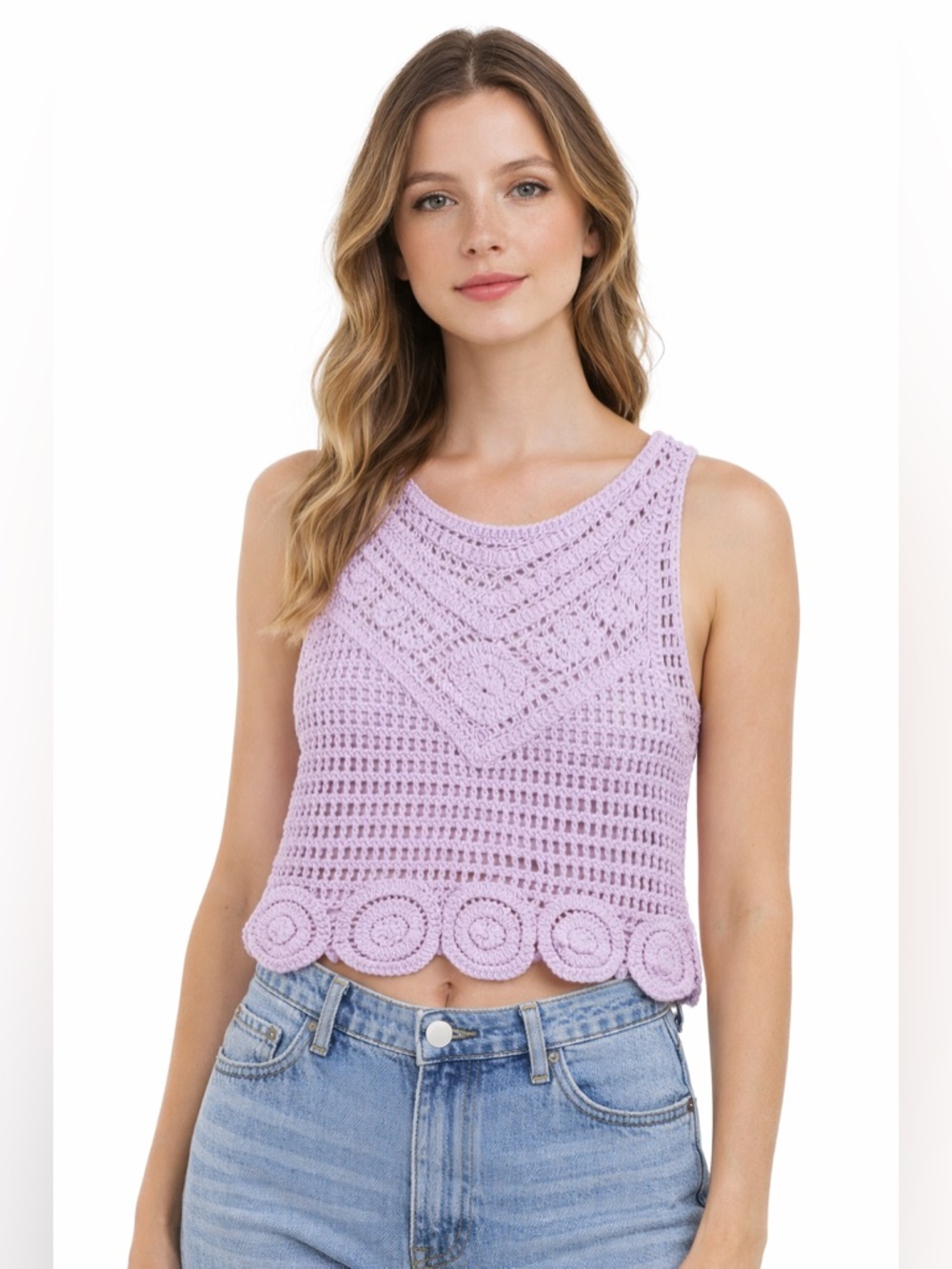 Charlotte Russe Lavender Crochet Tank Top Size S